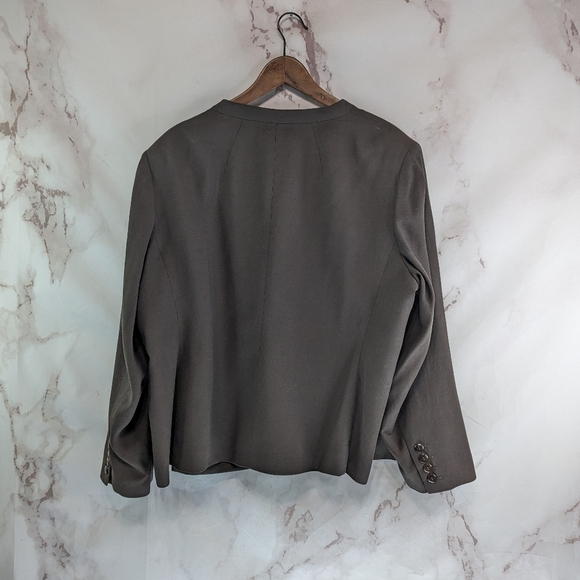 Talbots Blazer Womens 22W 3X Brown Linen One Button Jacket Petite Pocket Stretch - Picture 5 of 12